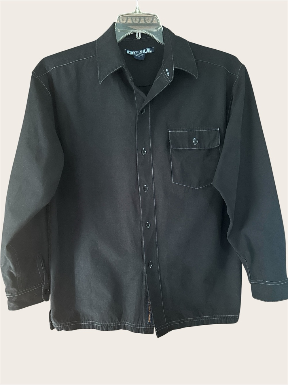 Drill Men's Black Microfiber Button-Down Shirt Medium